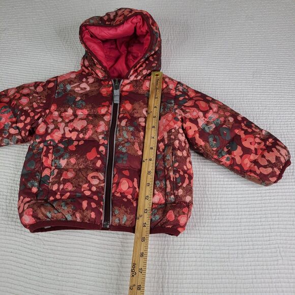 Hanna Andersson Reversible Down Puffer Jacket Quilted Pink Geo Sz 80 *spots - Picture 5 of 16
